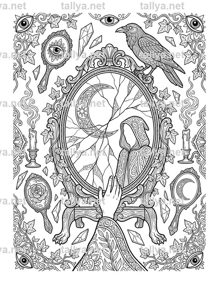 The Mirror — Forty Shadows mandala coloring page